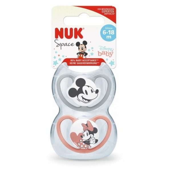 Nuk Chupete Silicona Space Mickey 0-6M Niña 2uds