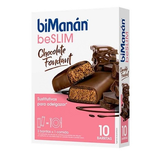 Bimanán BeSlim Barritas Chocolate Negro Fondant 10uds