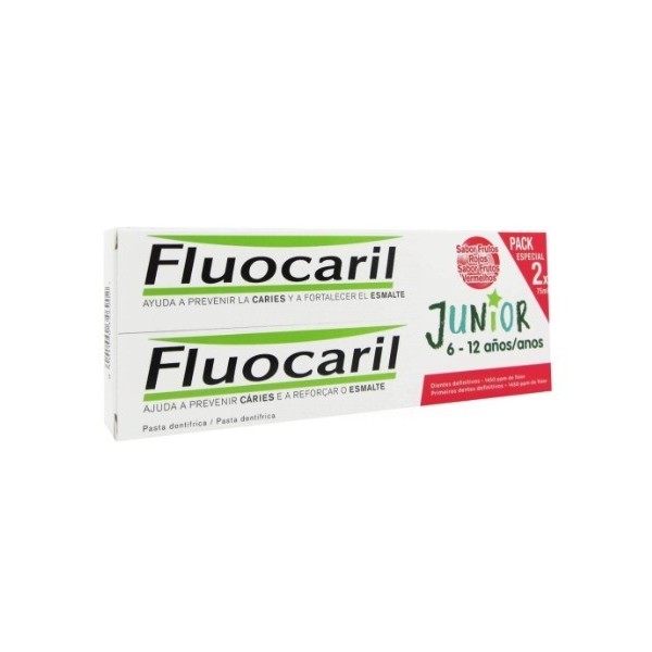 Fluocaril Junior Dentífrico 6-12 Años Sabor Frutos Rojos 2 x 75 ml