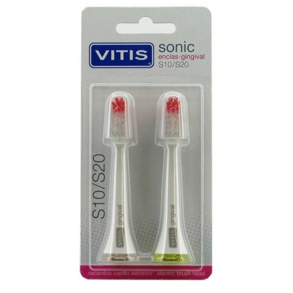 Vitis Sonic S10/S20 Cabezal Recambio Cepillo Eléctrico Gingival 2 uds