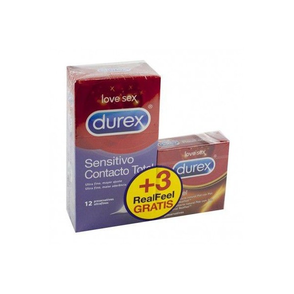 Durex Sensitivo Contacto Total+ Durex Real Feel12uds + 3uds