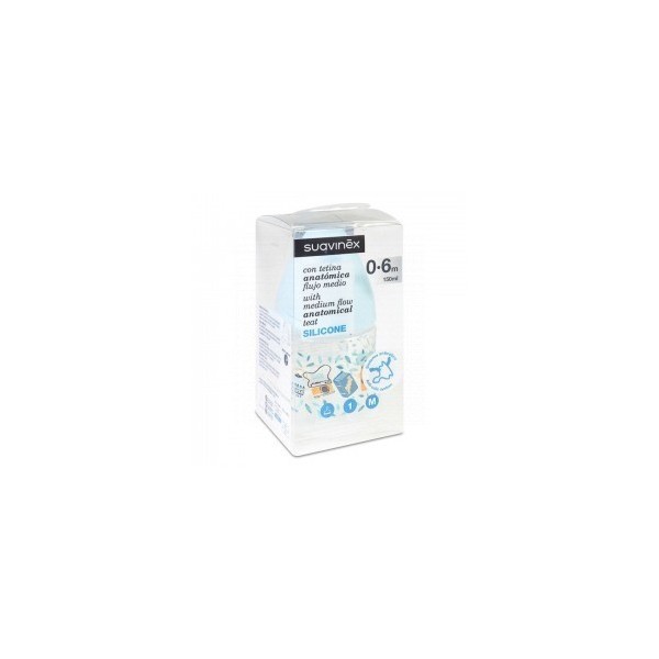 Suavinex Biberón SIlicona Flujo Medio T1M 150ml