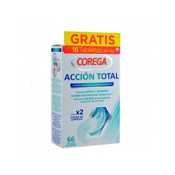 Corega Acción Total Limpieza Prótesis Dental 66 Tabletas